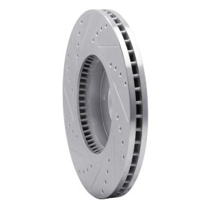 Hyundai Santa Fe Brake Rotor (1) - Front Right - R1 Concepts - Drilled & Slotted - Silver - `07-`09